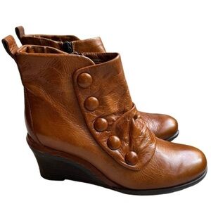 Miz Mooz Nimah Stylish Brown Wedge Ankle Boots in Cognac Size 8